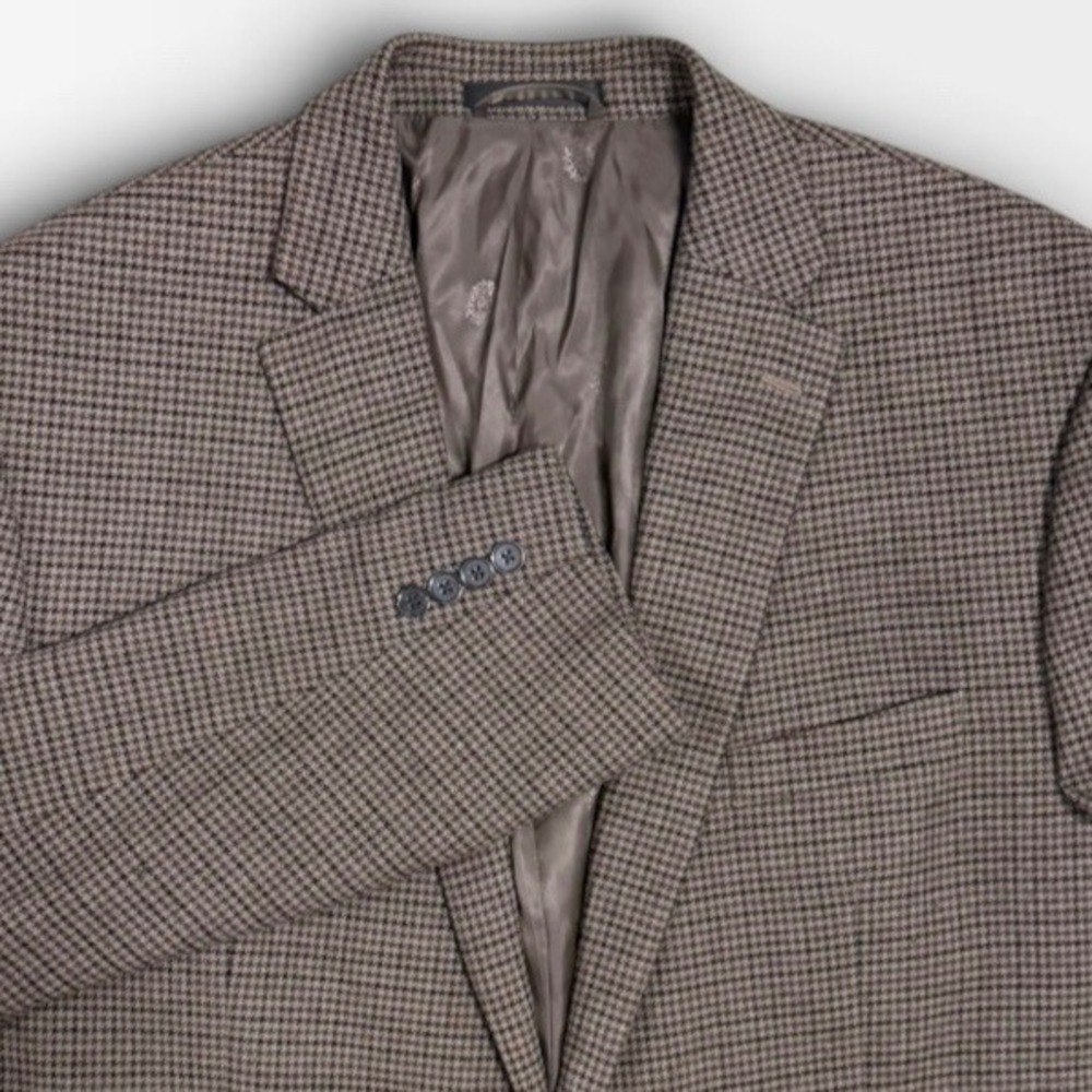 Lauren Ralph Lauren Sport Coat Mens 48L Houndstooth Blazer Brown